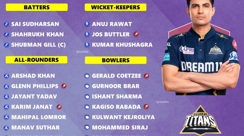 IPL 2025 Gujarat Titans Full Official Squad Players List