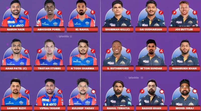 IPL 2025 Delhi Capitals vs Gujarat Titans Match 60 Best Playing 11