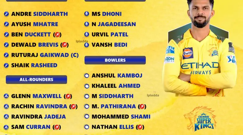 IPL 2026 Chennai Super Kings (CSK) Dream Squad Players List