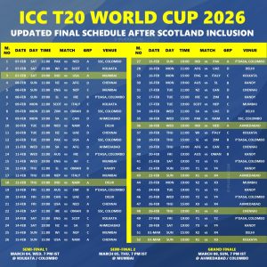 T20 World Cup 2026 Download Full Revised Updated Schedule