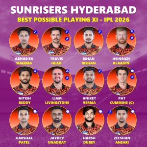 IPL 2026 Sunrisers Hyderabad (SRH) Team Best Playing 11